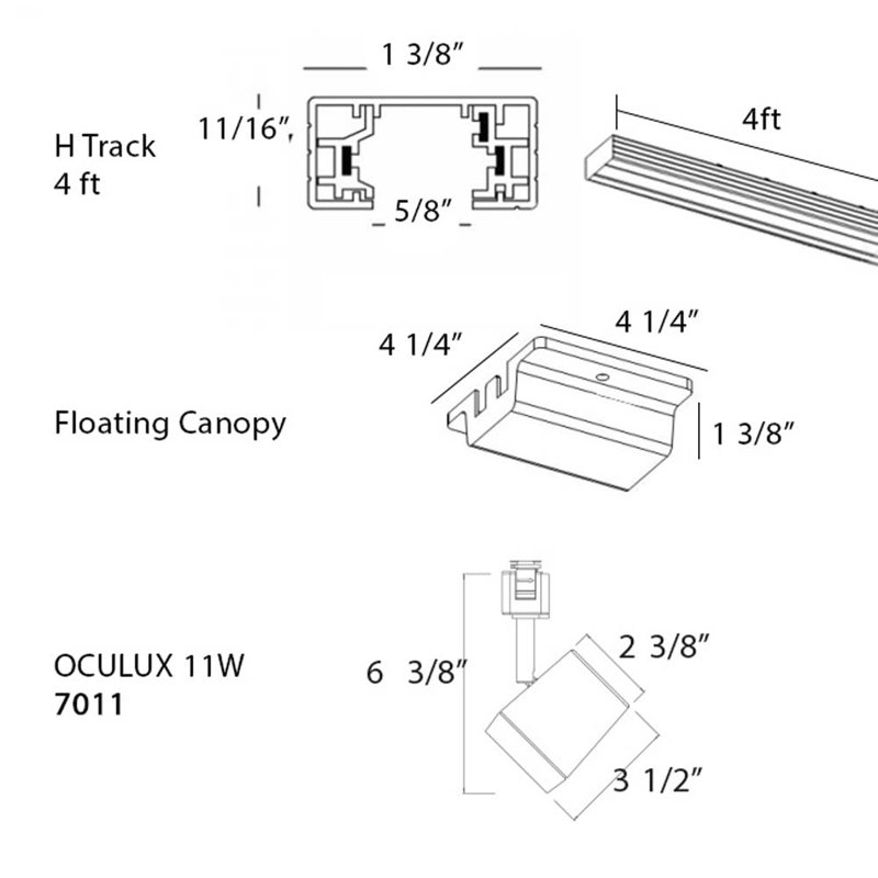 White Adjustable LED Track Lighting Kit with Glass Shades