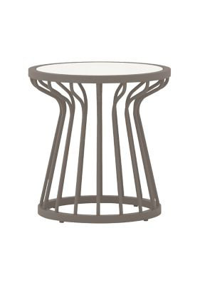 Kali Outdoor Round Side Table, Gray