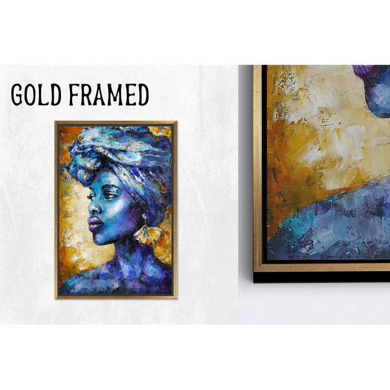 Art contemporain africain sur toile imprimé: Élégante décoration murale, toiles à cadre doré 1P, 114,2 po H x 63,1 po l
