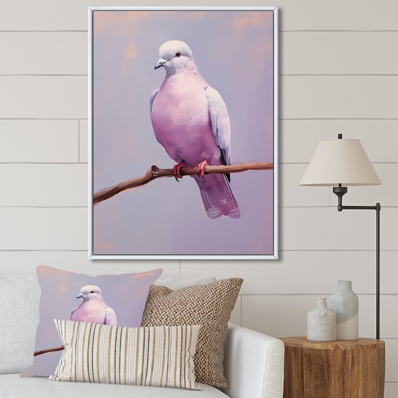 Colombe polie II sur toile, Cadre flottant blanc, H 32 po x l 24 po x P 1 po