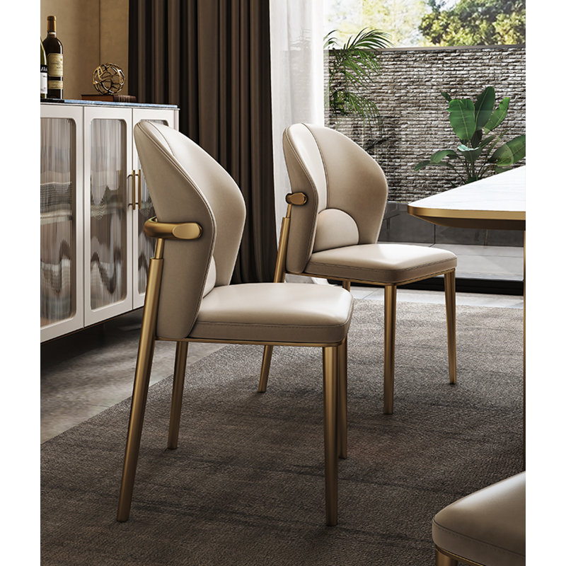 Chaise de salle à manger moderne et simple en cuir ultra fin