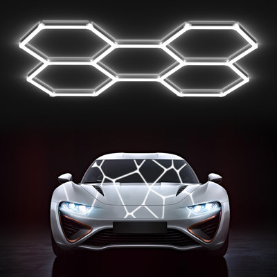 Nouveau 2026 - Plafonnier hexagonal à brancher à DEL - Conception ultra-brillante en nid d'abeille, idéal pour les garages, les grandes surfaces, les centres commerciaux, les salons de l'auto, les sous-sols et plus encore - Parfait pour la Saint-Valent