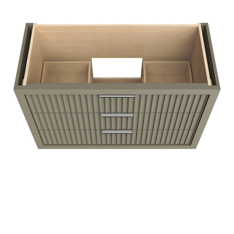 Lecrieú Three-Drawer Single Bath Vanity, French Olive, 48", Polished Chrome