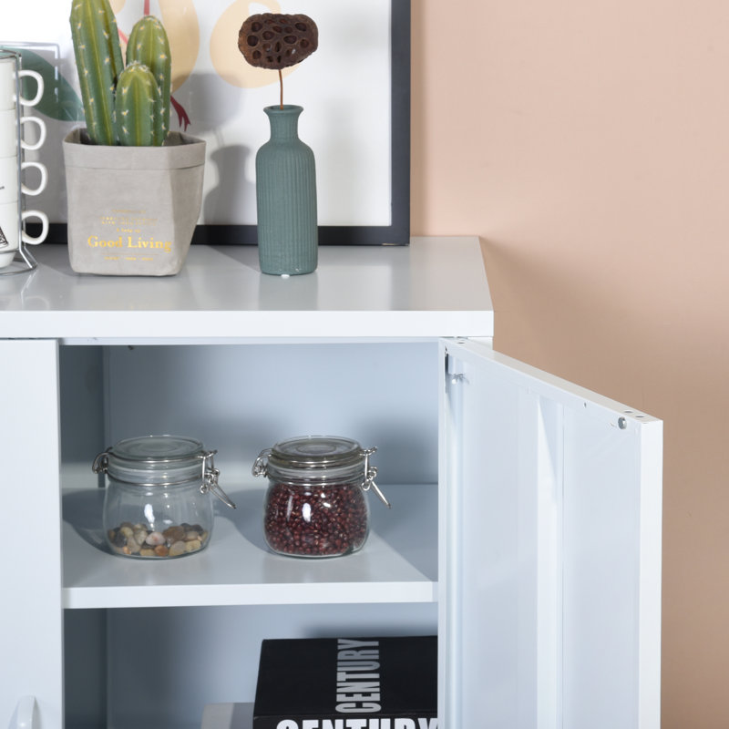 Akers 2 -Door 3 -Shelf, White