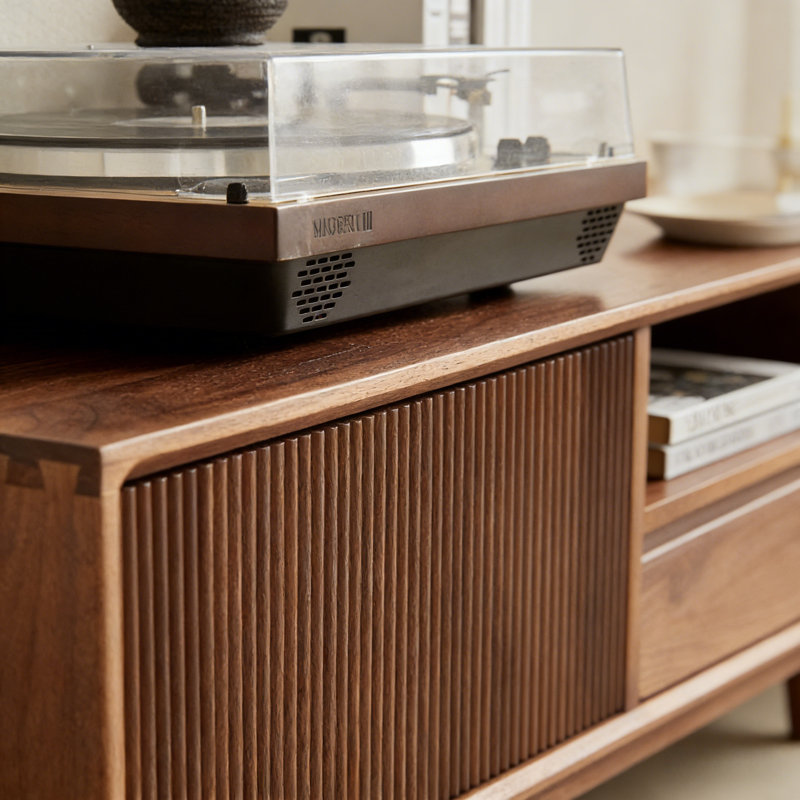 Meuble télé simple en bois massif avec rangement