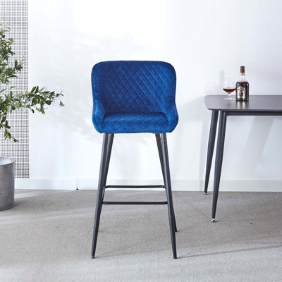 Tabouret de bar à hauteur de comptoir, ensemble de 2, pieds en métal, revêtement en velours pour pub, restaurant, îlot de cuisine