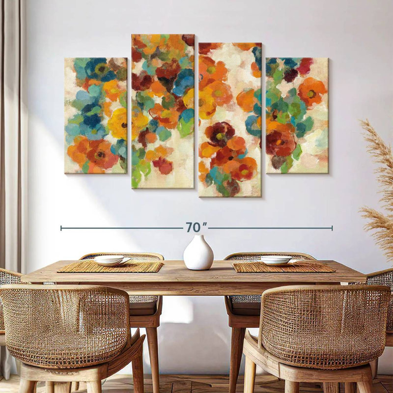 Fleurs épices et turquoise Avery, H 42 po x l 68 po