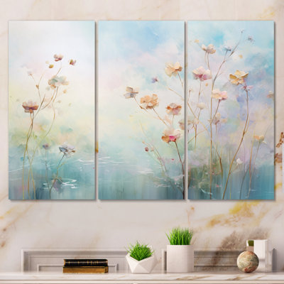 «Blue Enchanted Gardens II», reproduction sur toile 3 pièces
