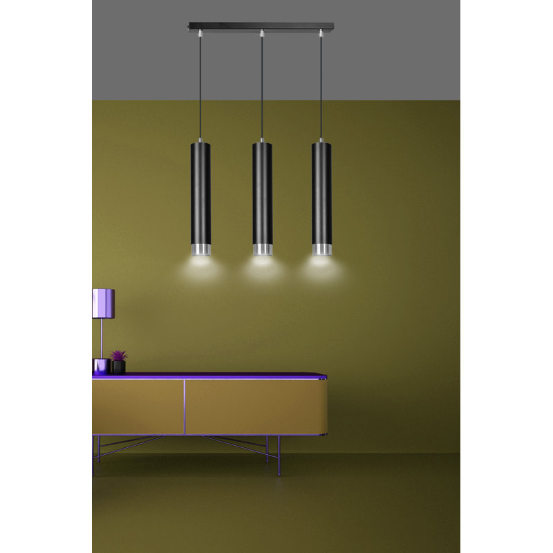 Danbury 3 - Light Kitchen Island Pendant, Black, Chrome