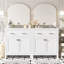 Ensemble de meuble-lavabo moderne 60 po blanc avec lavabos doubles (séparés), lavabos doubles en céramique, tablette réglable, portes à fermeture en douceur et tiroir rabattable - Solution de salle de bain moderne pour salles de bain spacieuses-1676470562