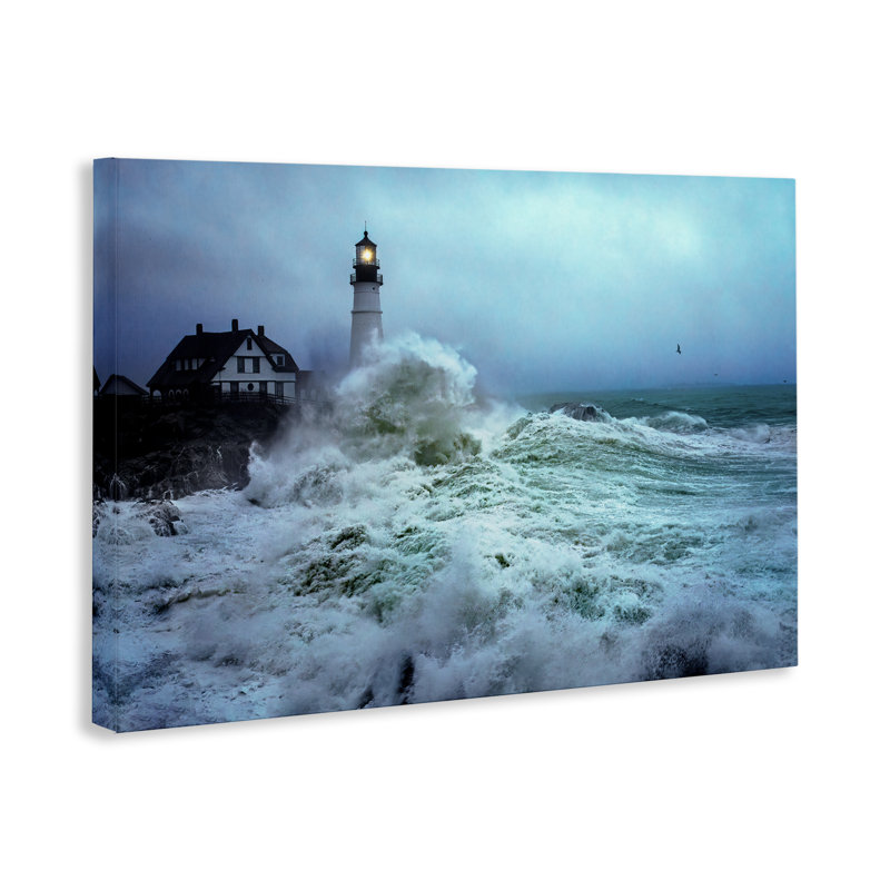 «Tall Splashing Waves Lighouse», art mural par Rick Berk, H 16 po x l 24 po