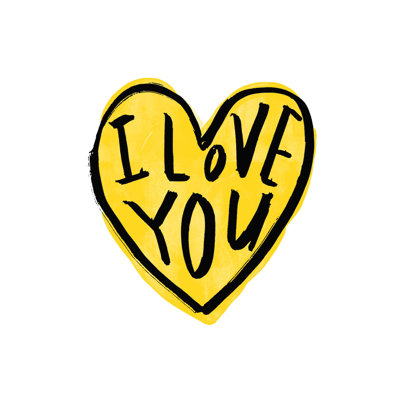 «I Love You Yellow Heart 2», reproduction sur toile tendue