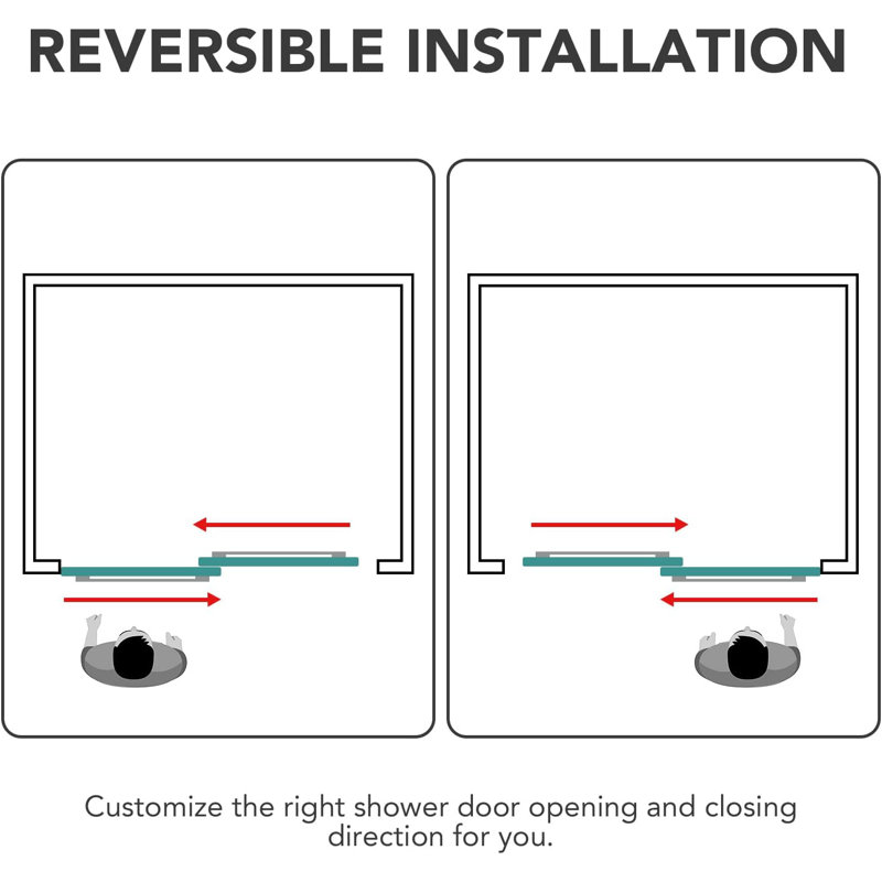 Gold and Clear 48" x 76" Double Sliding Shower Door