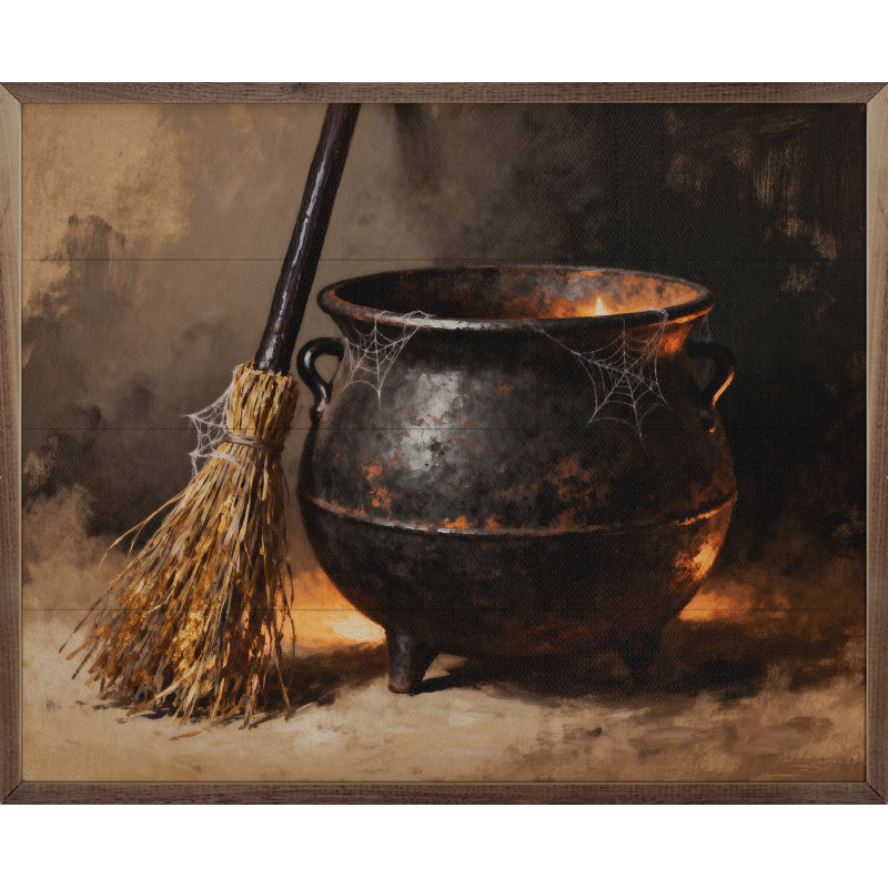 Cauldron And Broom, H 8 po x l 10 po