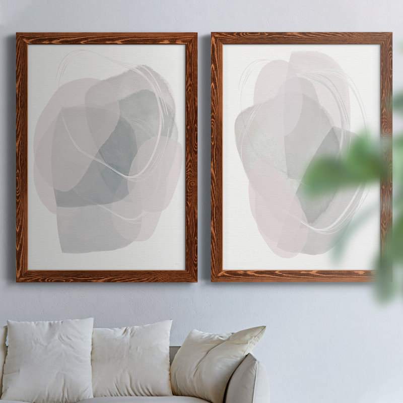 River Jewels I - ensemble de 2 peintures sur toile encadrées, H 44 po x l 31 po x P 1 po, Cadre en érable
