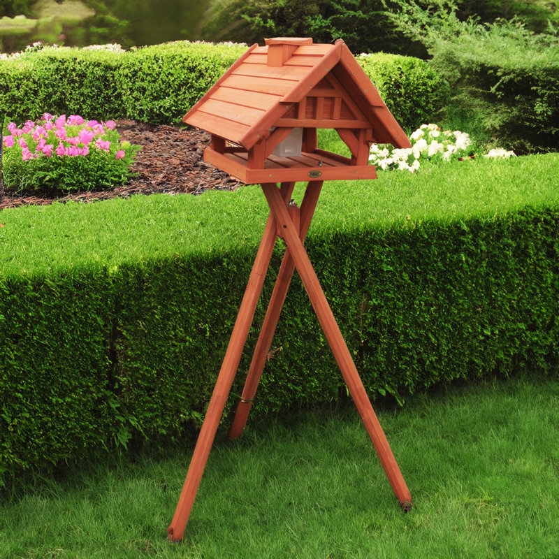 Wood Freestanding Decorative Bird Feeder