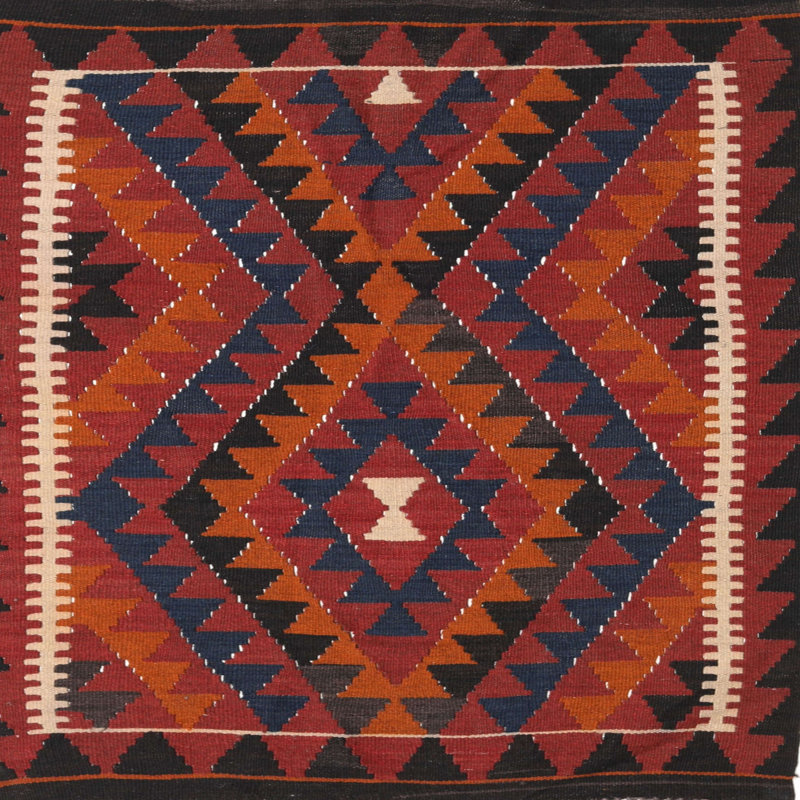 Tapis noir / rouge Southwestern, Carré 7 pi