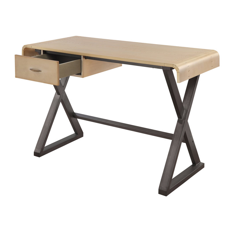 Bureau d'écriture en aluminium avec base en métal en forme de X