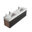 Meuble-lavabo 72 po (36 po * 2) avec lavabo à surface solide d'ingénierie et tiroirs souples, meuble-lavabo mural flottant, lavabo une pièce-1941251913