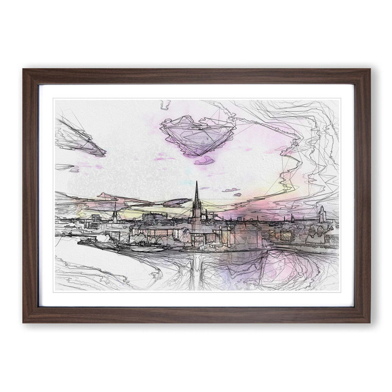 Stockholm in Sweden in Abstract - Picture Frame Graphic Art Print, Walnut Framed, 27cm H x 36cm W x 2cm D