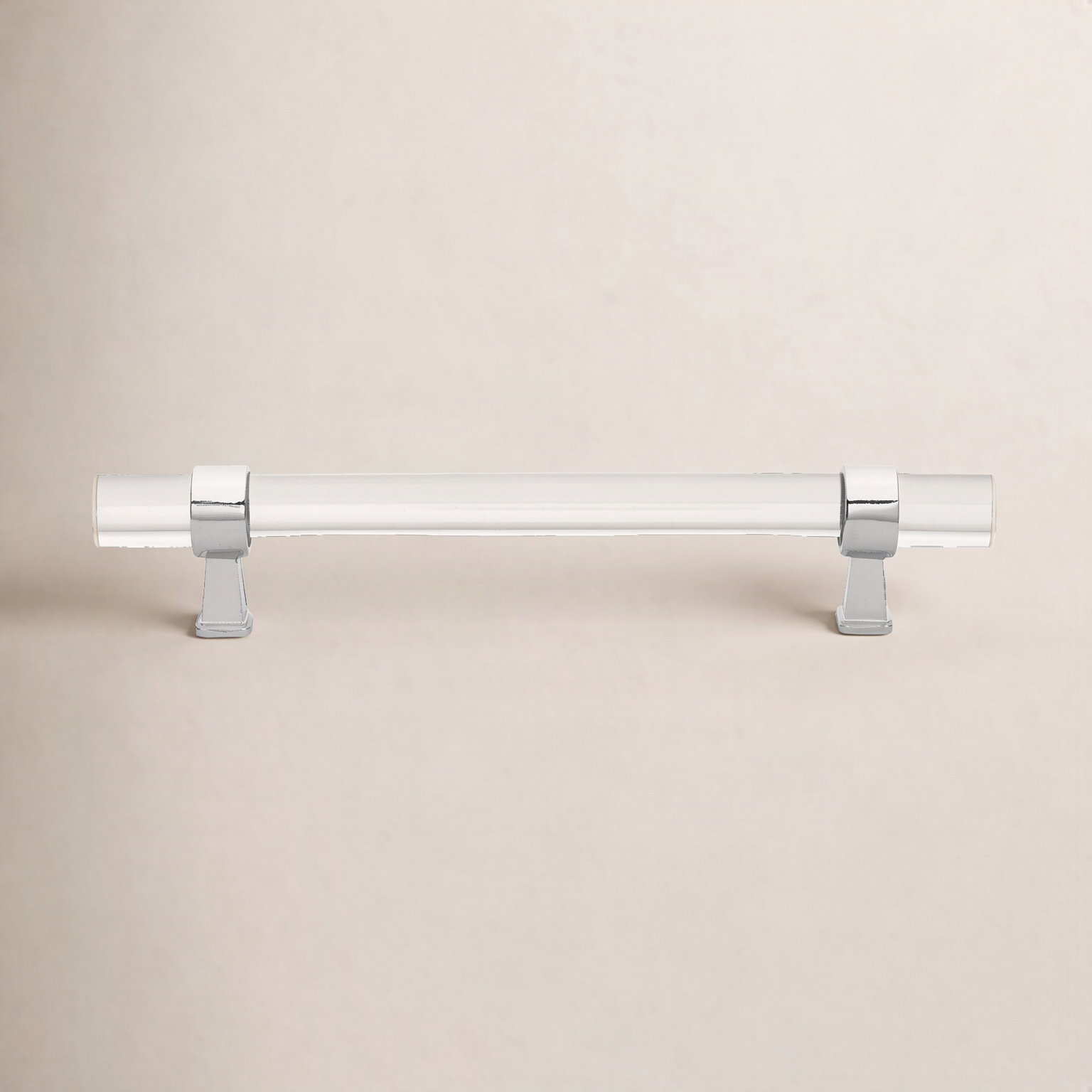 Acrylic Center Bar Cabinet Pull, Polished Chrome, 5.0625"