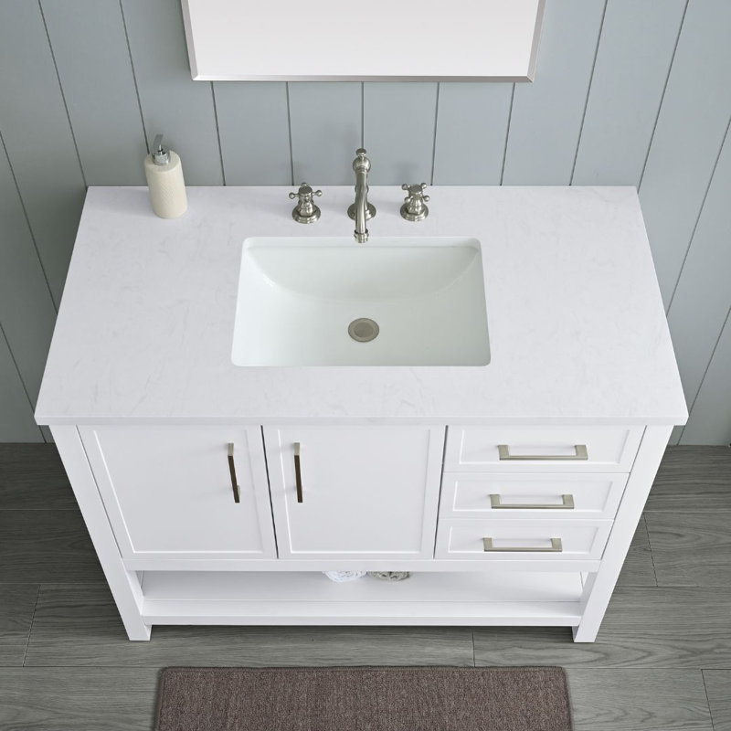Ensemble de meuble-lavabo simple 42 po Vicini, Blanc / nickel brossé