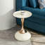 Table de bout compacte blanche - Décoration de petite pièce en métal avec flamme dorée Assemblage simple en brique Cocktail Modern Living
