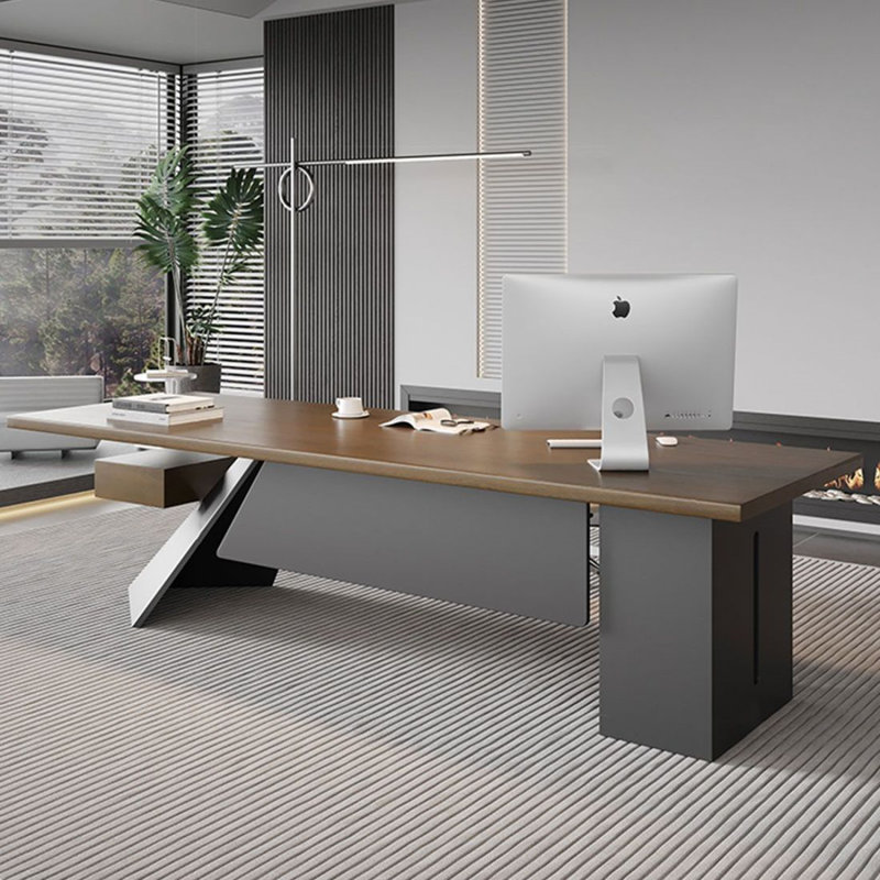 Bureau simple en bois massif avec armoire principale et tiroirs, Retour à gauche, H 29,53 po x l 70,87 po x P 31,50 po