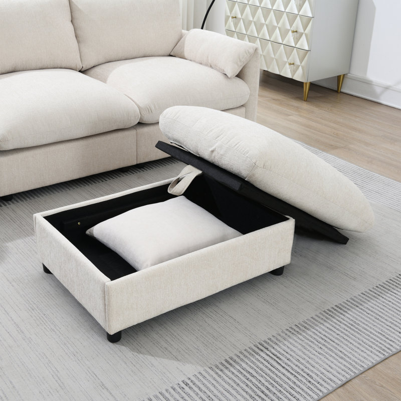 Canapé modulaire en L 2 pièces en chenille 2 pièces 96 po, Chenille beige