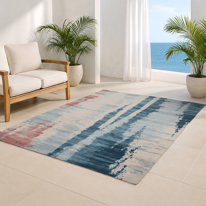 Tapis intérieur et extérieur gris Watercolor, Rectangulaire 2 pi x 3 pi