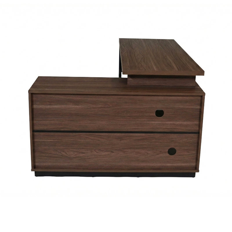 Bureau en L avec armoire de rangement de 59,05 po Narvaez, Noyer / noir