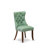 5 Piece Dining Set Consists of a 54" Round Table with Pedestal and 4 Willow Green Upholstered Chairs, Sand Blasted Black-981542784-981542798