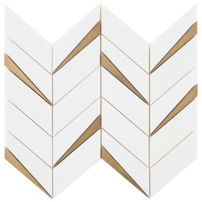 SAMPLE-Vara Nero Polished Marble And Brass Mosaic