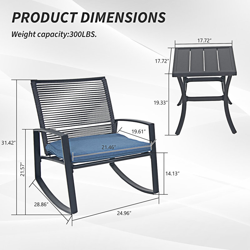 Ensemble de conversation bistro pour 2 personnes, Bleu