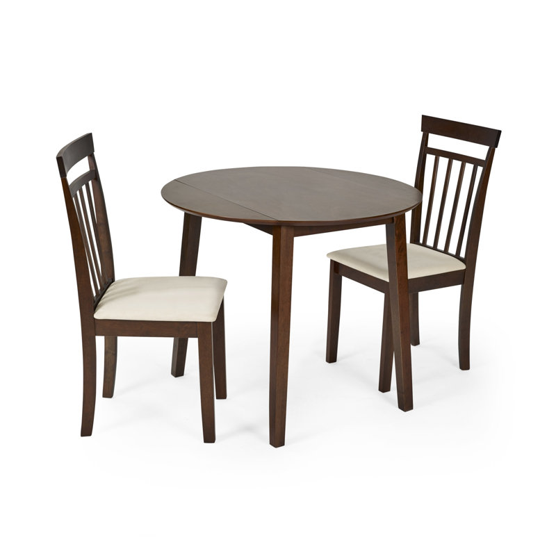 Extendable Round Solid Wood Base Dining Table, Brown, Dark Brown Wood