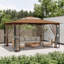 Pavillon de jardin à double toit 13 pi x 11 pi avec moustiquaire, abri de jardin robuste-123780557-129983633