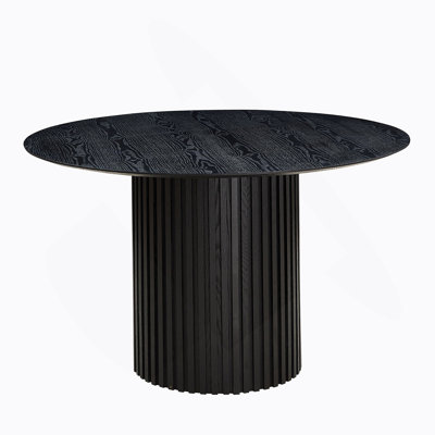 46.45 Inch MDF Dining Table For Dining Room Round Dinner Tables Mid-Century Modern Table BLACK