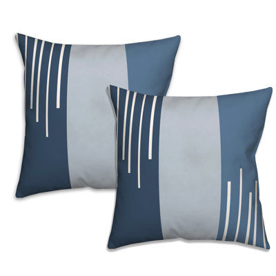 Housse de coussin Blue Blocks and Stripes - ensemble de 2