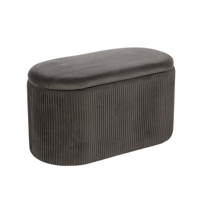 Ariana 76cm Wide Velvet Oval Solid Colour Ottoman with Storage