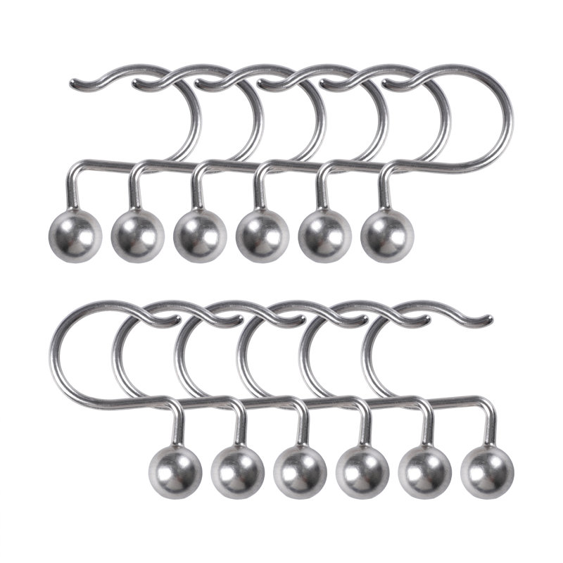 Ball Steel Shower Curtain Hooks, Nickel