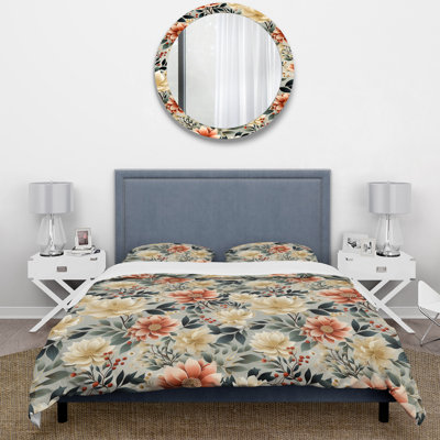 White Blossoms In Paradise II Polyester Box Stitch Floral Duvet Cover Set