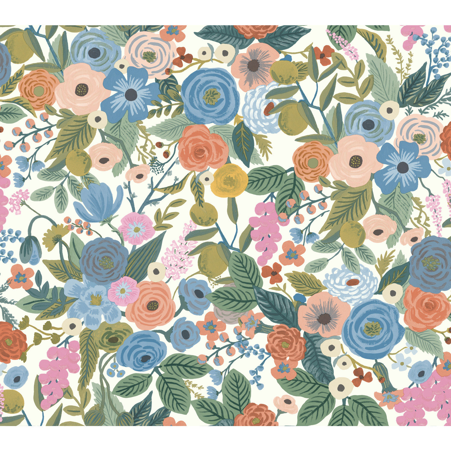 Garden Party Self-Adhesive Wallpaper, Cobalt Multi