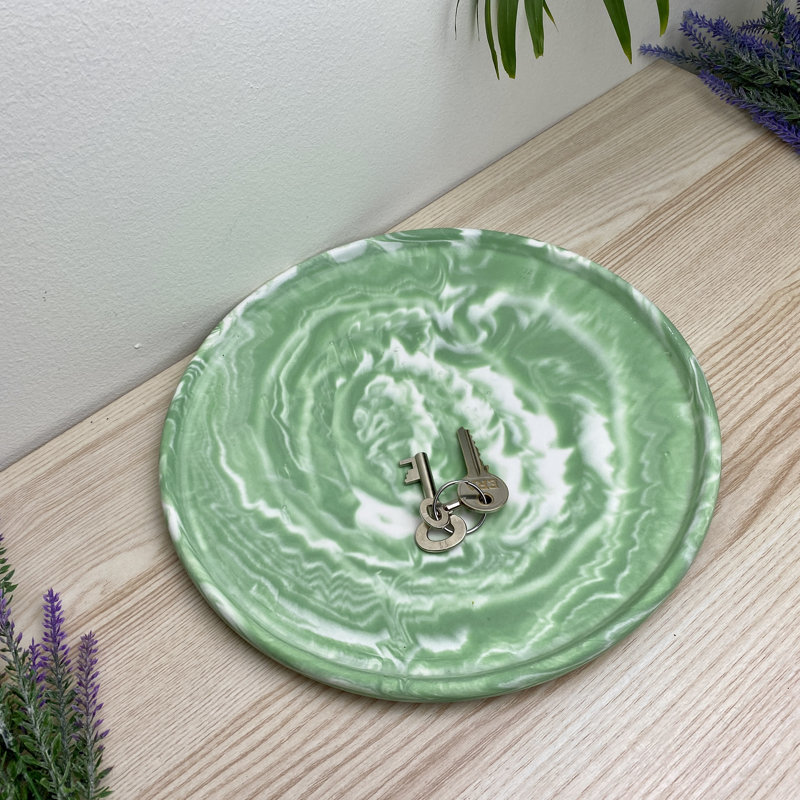 Large Round Tray/ Decorative Plate, Green