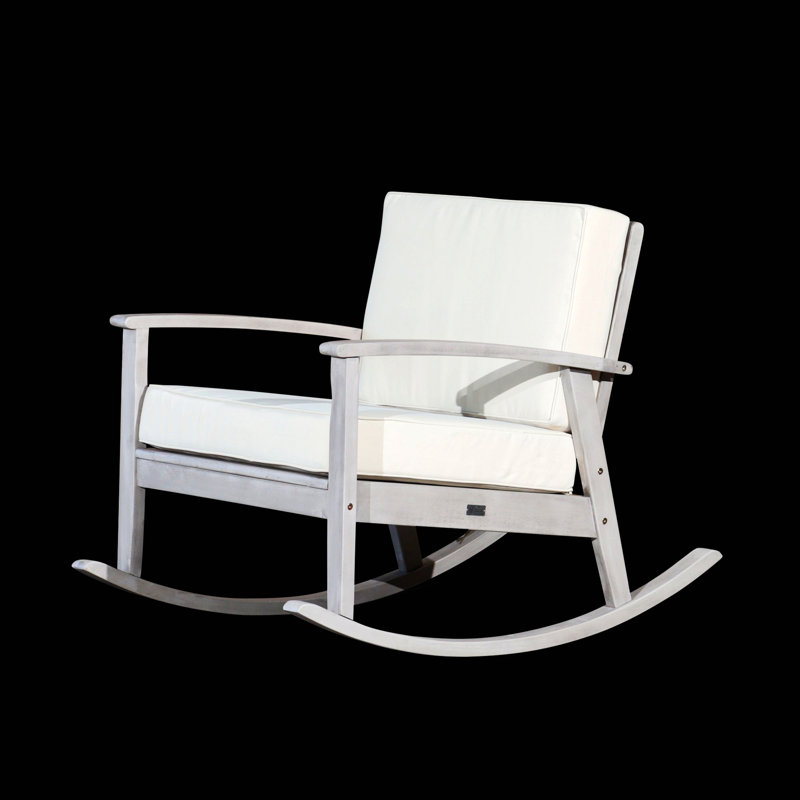 Chaise berçante en bois massif Ingibergur, Argent, Bleu sarcelle