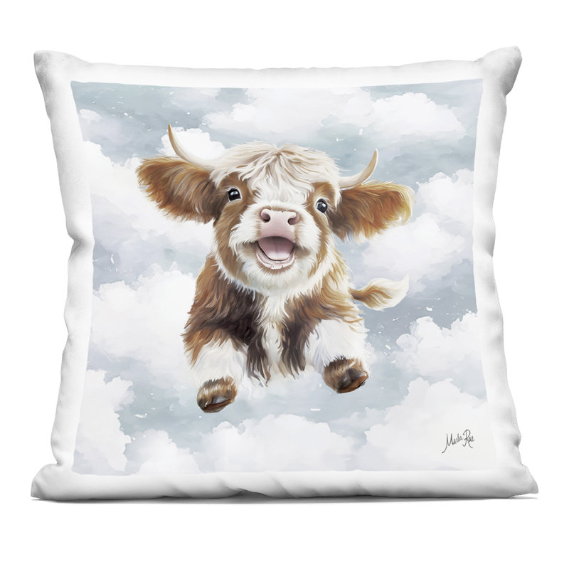 Coussin décoratif imprimé Happy in Clouds, design par Marla Rae