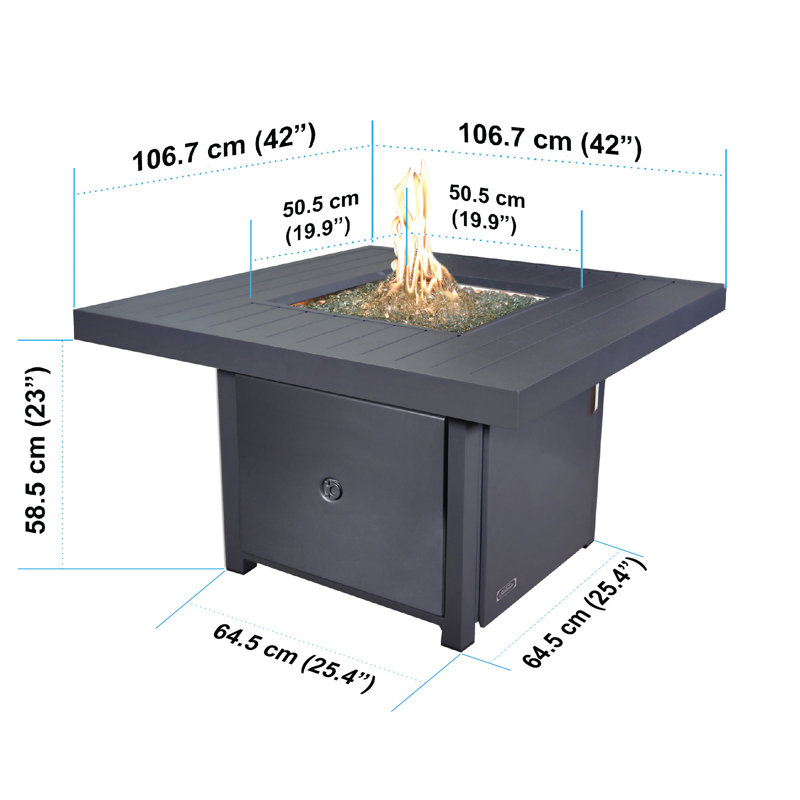 Square 22" Fire Pit/Table Wind Guard (Glass)