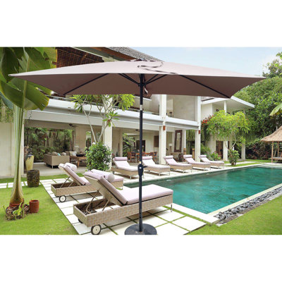 Parasol extérieur 9 pi x 6 pi, auvent ventilé, inclinaison à bouton-poussoir pour le jardin, manivelle de patio 6 x 9 pi et cour arrière, piscine