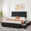 Structure de lit plateforme avec tête de lit réglable et 4 tiroirs, structure de lit rembourrée moderne avec pied de lit, support de lattes en bois, aucun sommier nécessaire, rangement spacieux et conception durable-566069933-566069906