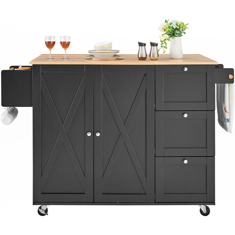 Armoire de rangement sur roulettes avec tiroir et tablettes pour îlot de cuisine