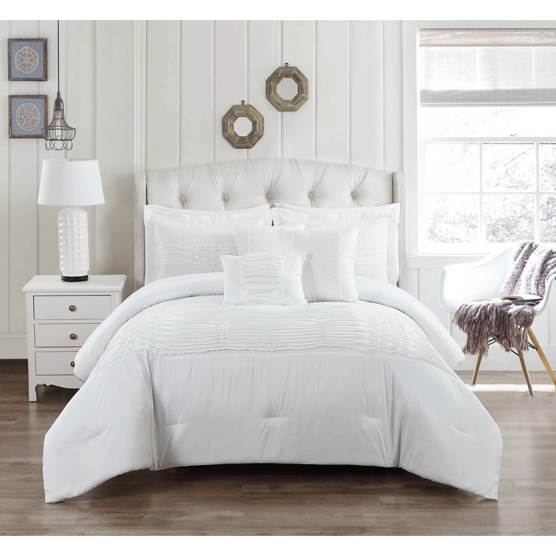 Ensemble de housse de couette réversible Geonna, Blanc